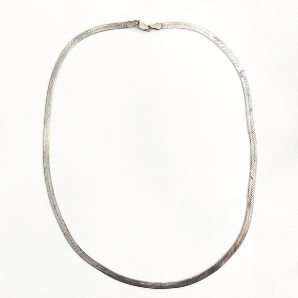 Vintage Unisex 20" Sterling Silver Herringbone Necklace - Picture 1 of 6